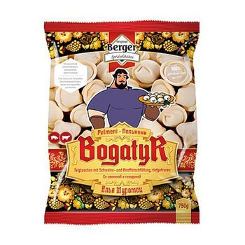 Pelmeni Bogatyr Muromec s bravčov&yacute;m a hov&auml;dz&iacute;m m&auml;som